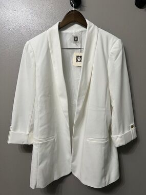 NWT Relaxed Fit White Shawl Collar Blazer Jacket Quiet Luxe - Anne Klein - Large